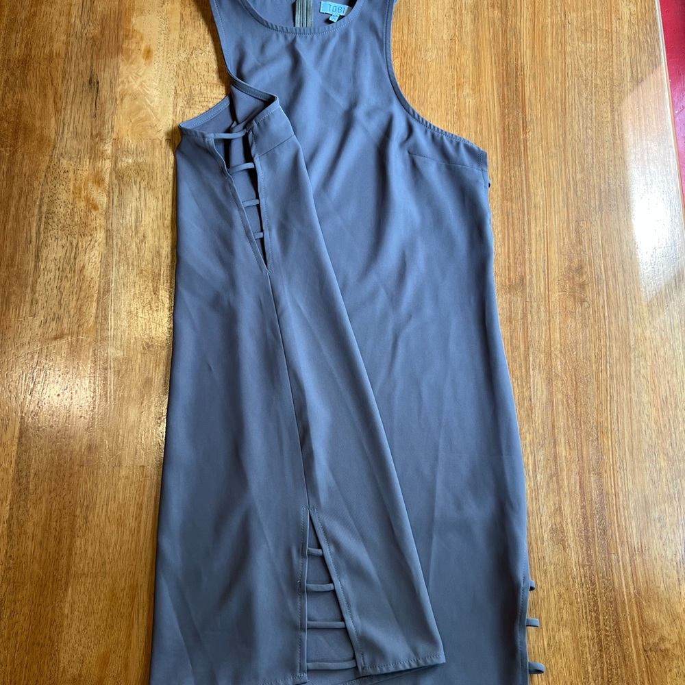 Gray/Brown Sleeveless Dress with Side Cutouts